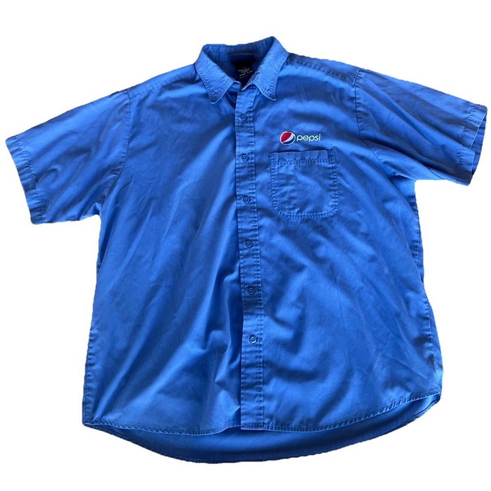 Pepsi Blue Button Up Work Shirt by Aramark Size XL